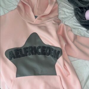 Pink Aelfric Eden Hoodie with Gray Star Design